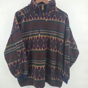 Energie Vintage Mens Geometric‎ Print Fleece Pullover Sweater Size M
